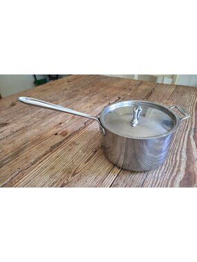 All-Clad Stainless Steel Saucepan & Lid 3-Quart Riveted Handles Sturdy